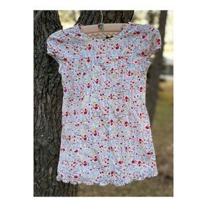 Laura Ashley Dress Sz 12M Ditsy Floral Lace Pleats Smocked Cap Sleeves